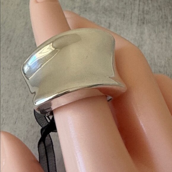 E&L Sterling Silver Electroform Ring Asymmetrical Curve On Top Sz. 8 - Picture 2 of 13